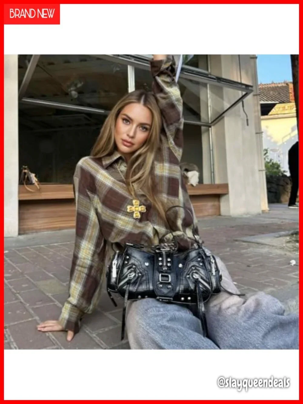 Y2K Hobo Shoulder Bag for Women, Coquette Punk Purse, Leather Handbag
